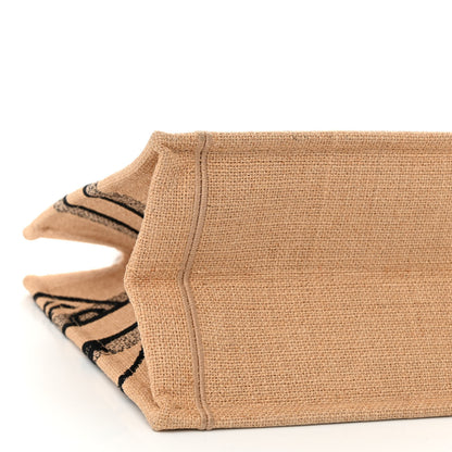 Christian Dior Canvas Jute Embroidered Medium Book Tote Black Beige 8 of 9