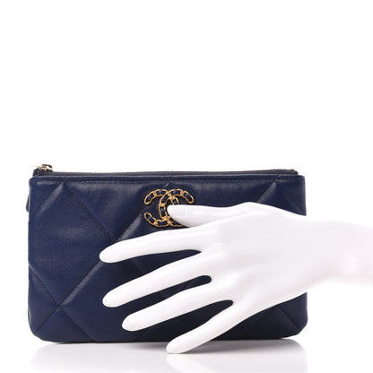 Chanel Lambskin Quilted Small Chanel 19 Pouch Navy 2 of 8
