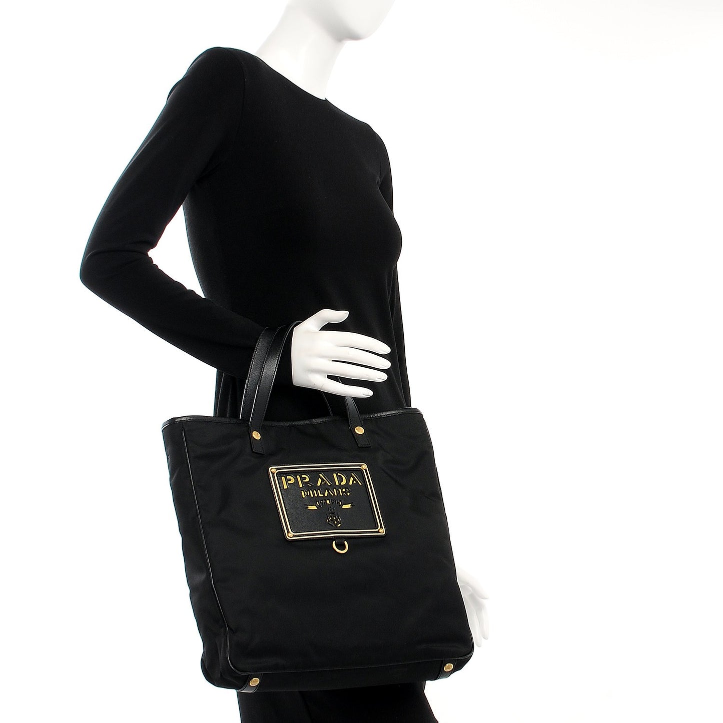 Tessuto Nylon Oro Tote Nero Black