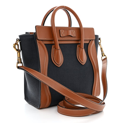 Celine Canvas Smooth Calfskin Nano Luggage Marine Tan 3 of 10