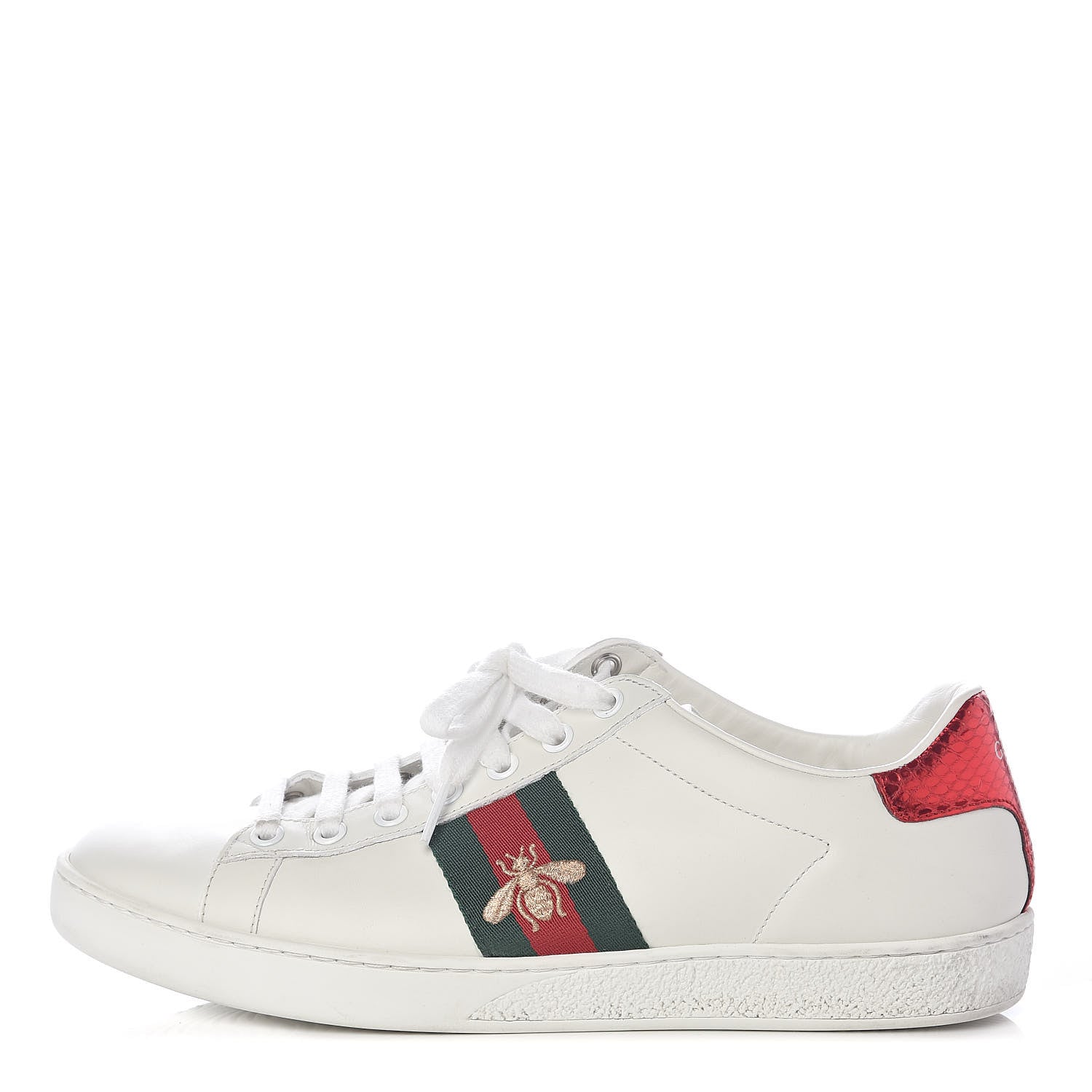 Gucci Calfskin Ayers Web Bee Embroidered Womens Ace Sneakers 39 White 1 of 8