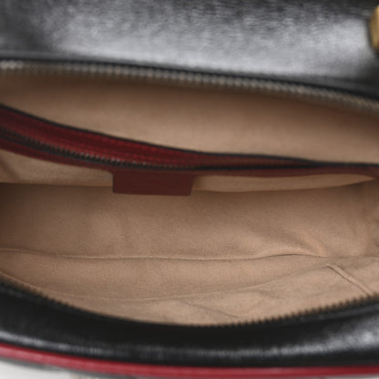 Gucci Vintage Effect Calfskin Matelasse Diagonal Small Torchon GG Marmont Bamboo Top Handle Shoulder Bag Black Romantic Cherry 5 of 10