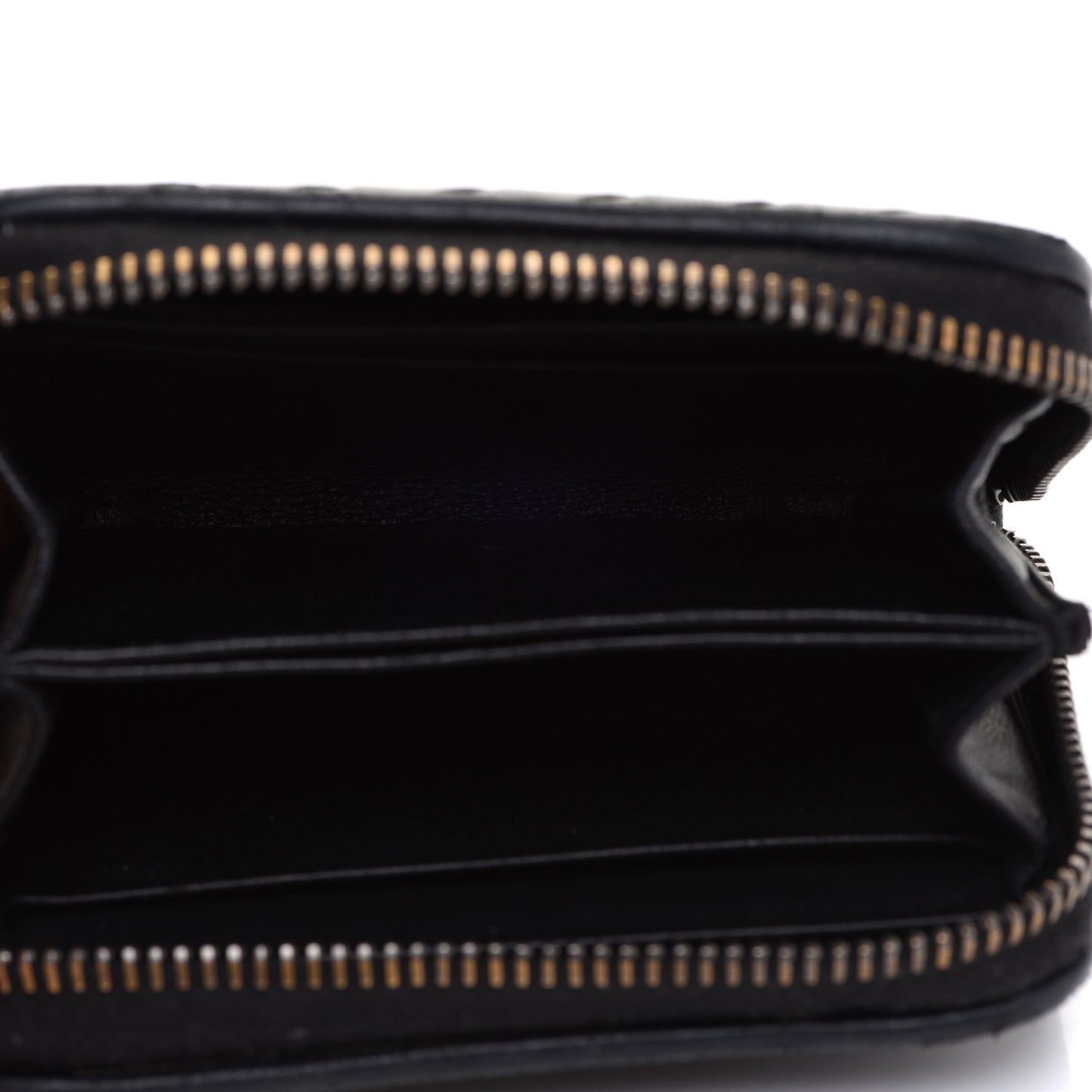 Nappa Intrecciato Zip Around Coin Purse Black