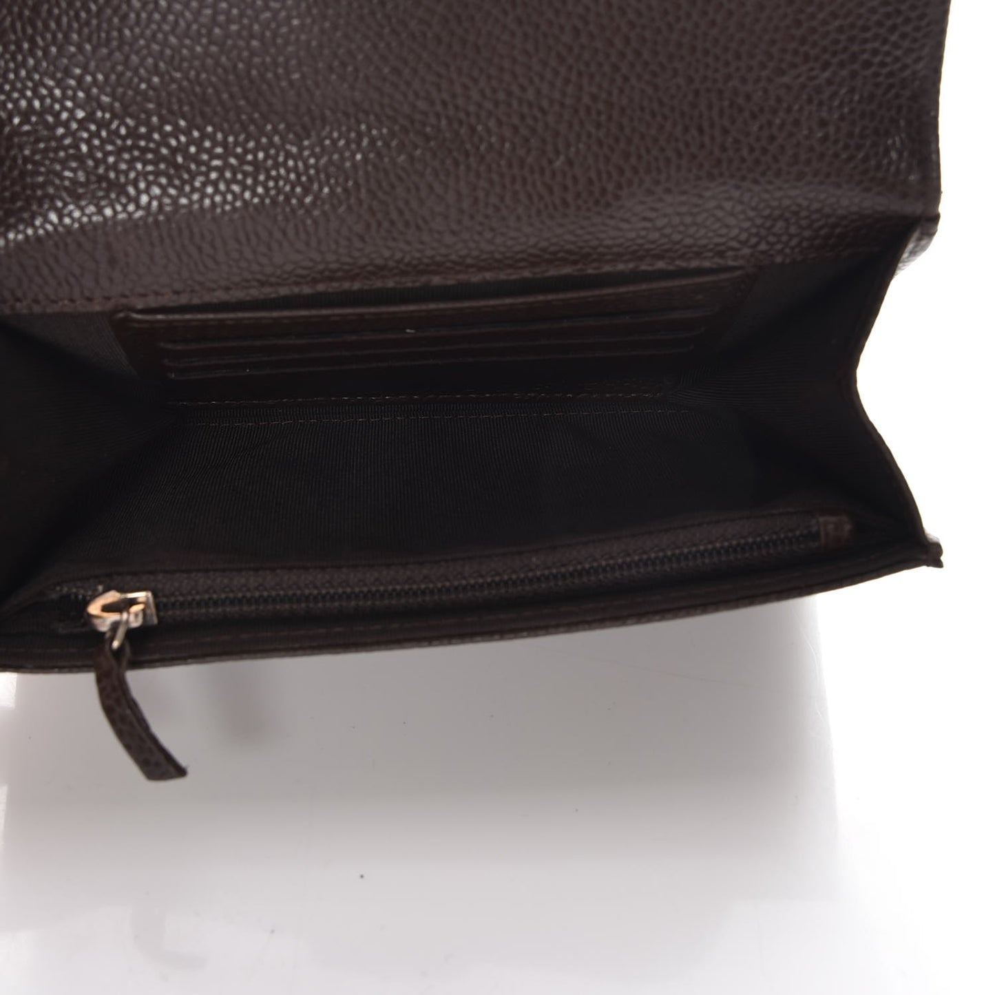 Caviar Quilted Small Flap Wallet Brown