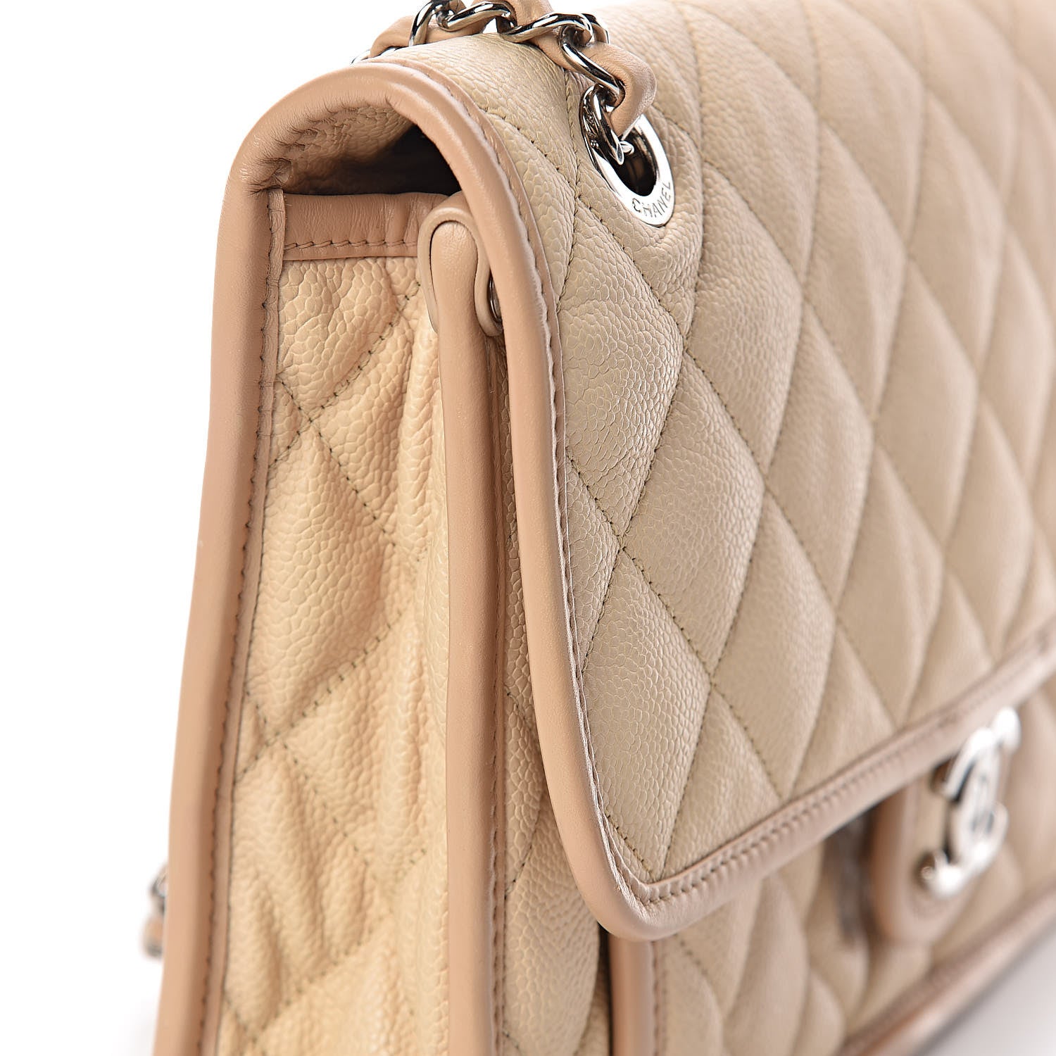 Chanel Caviar Quilted Large French Riviera Flap Beige 9 of 20