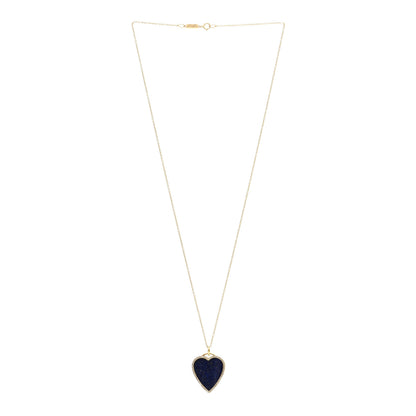 Jennifer Meyer 18K Yellow Gold Diamond Lapis Heart Pendant Necklace 3 of 4