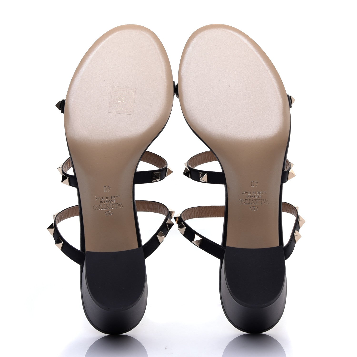 Valentino Garavani Calfskin Rockstud 60mm Caged Slide Sandals 40 Black 5 of 9