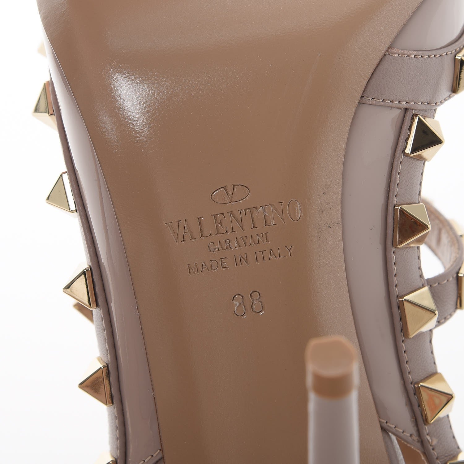 Valentino Garavani Patent Nappa Rockstud Ankle Strap 100mm Pumps 38 Poudre 6 of 9