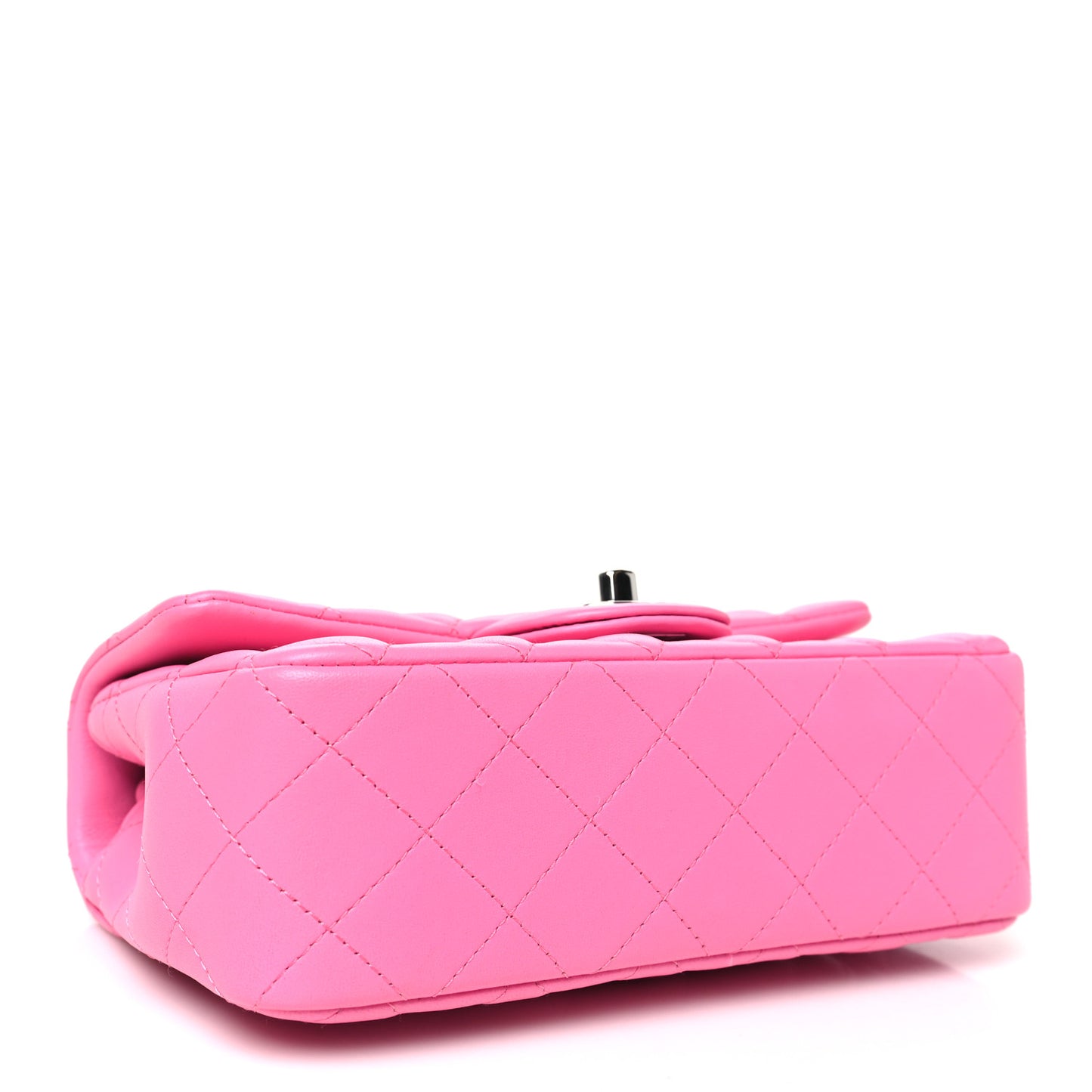 Lambskin Quilted Mini Rectangular Flap Neon Pink