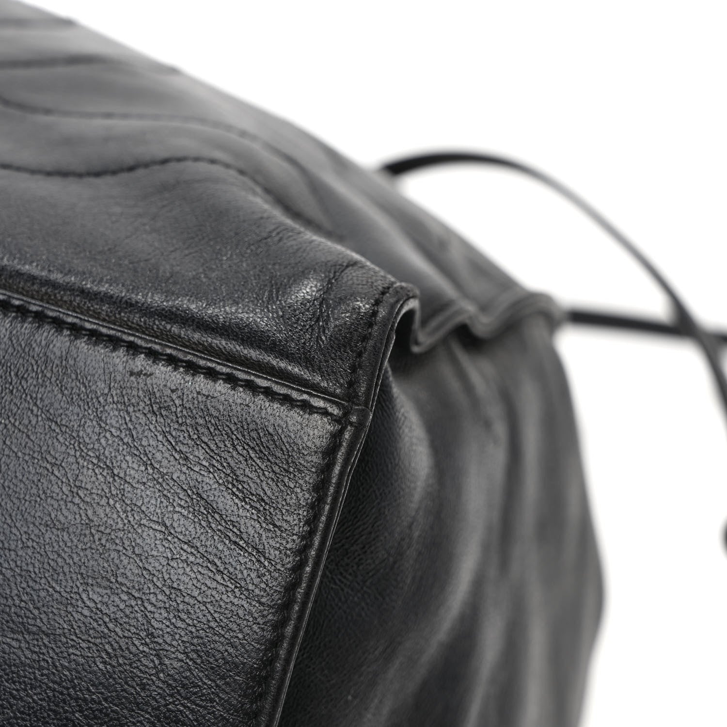 Chanel Lambskin CC Stitched Drawstring Bucket Bag Dark Brown 12 of 12