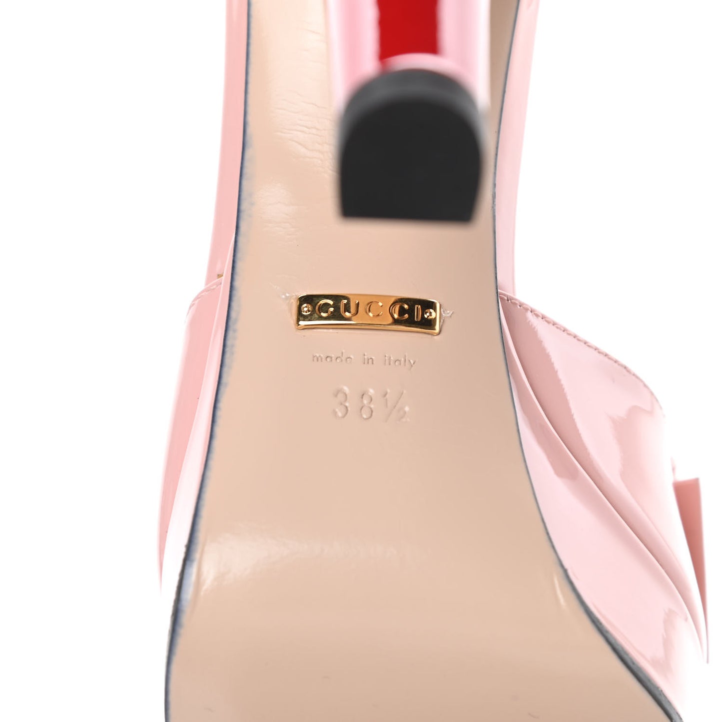Patent Crystal GG Bow Sadie Spike Ankle Strap d'Orsay Platform High Heel Pumps 38.5 Perfect Pink