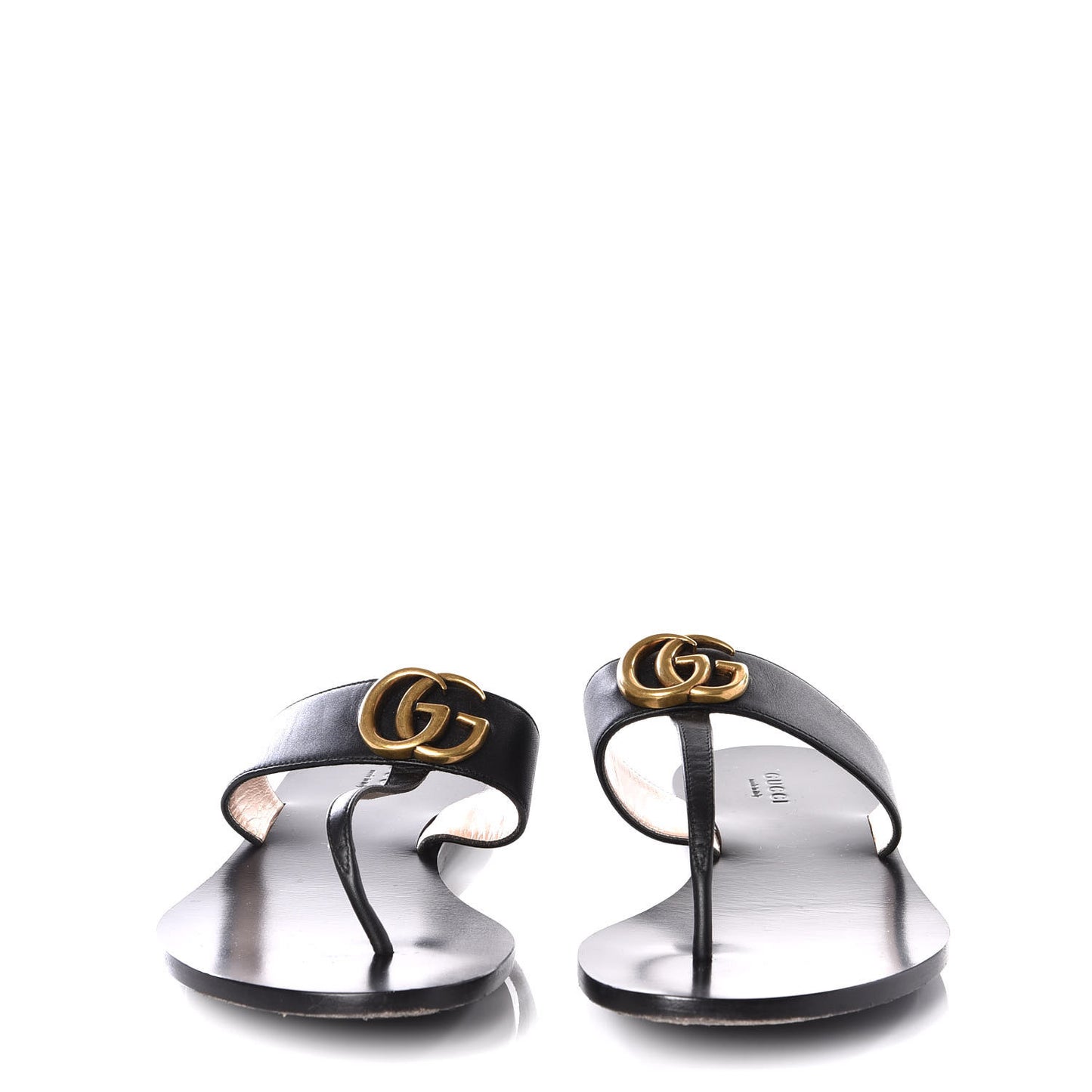 Calfskin GG Marmont Thong Sandals 39.5 Black