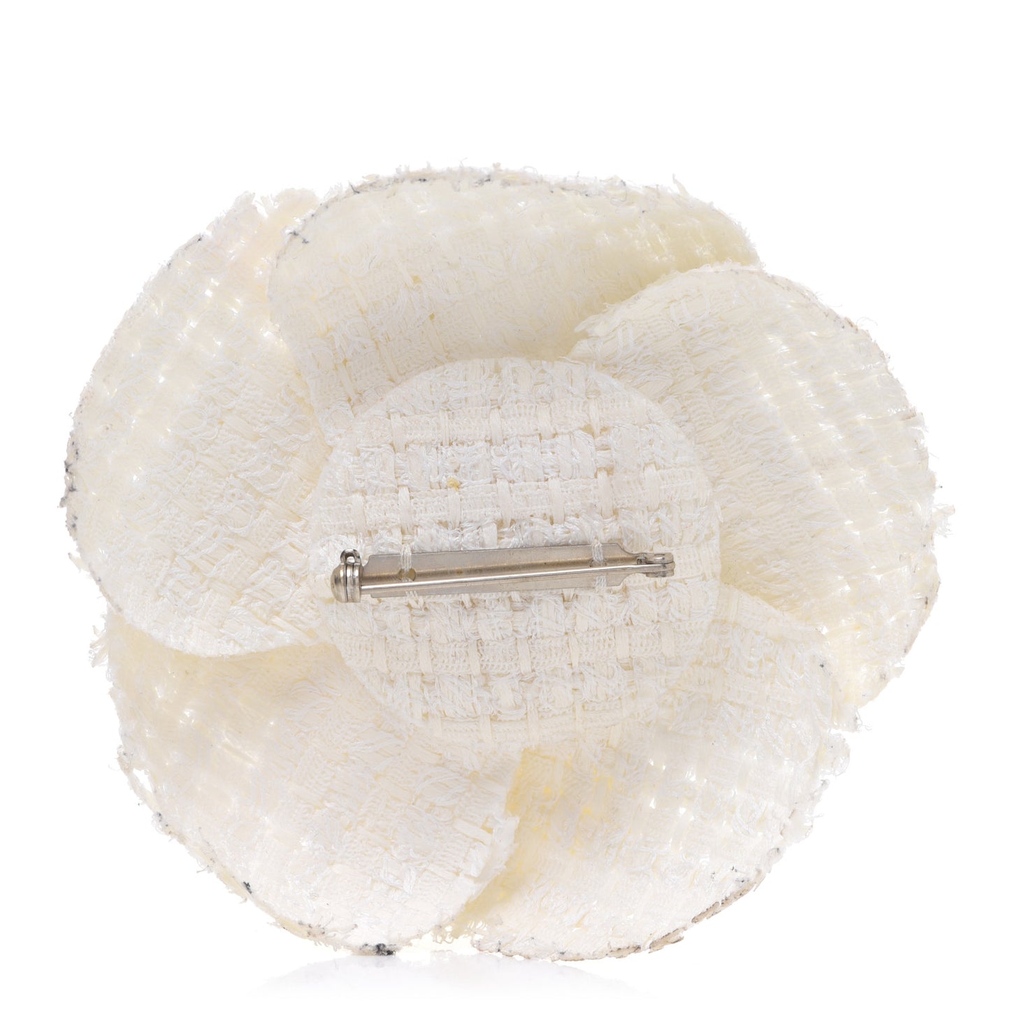 Fantasy Tweed Camellia Pin Brooch Ivory