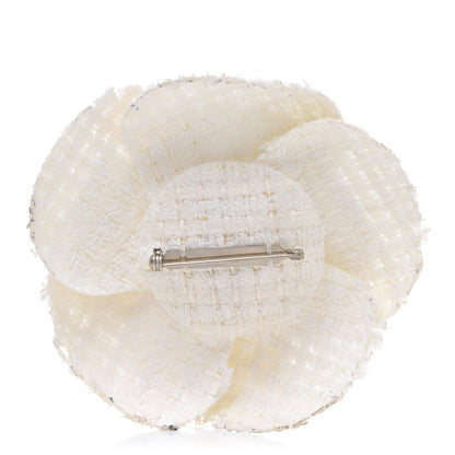 Chanel Fantasy Tweed Camellia Pin Brooch Ivory 3 of 6