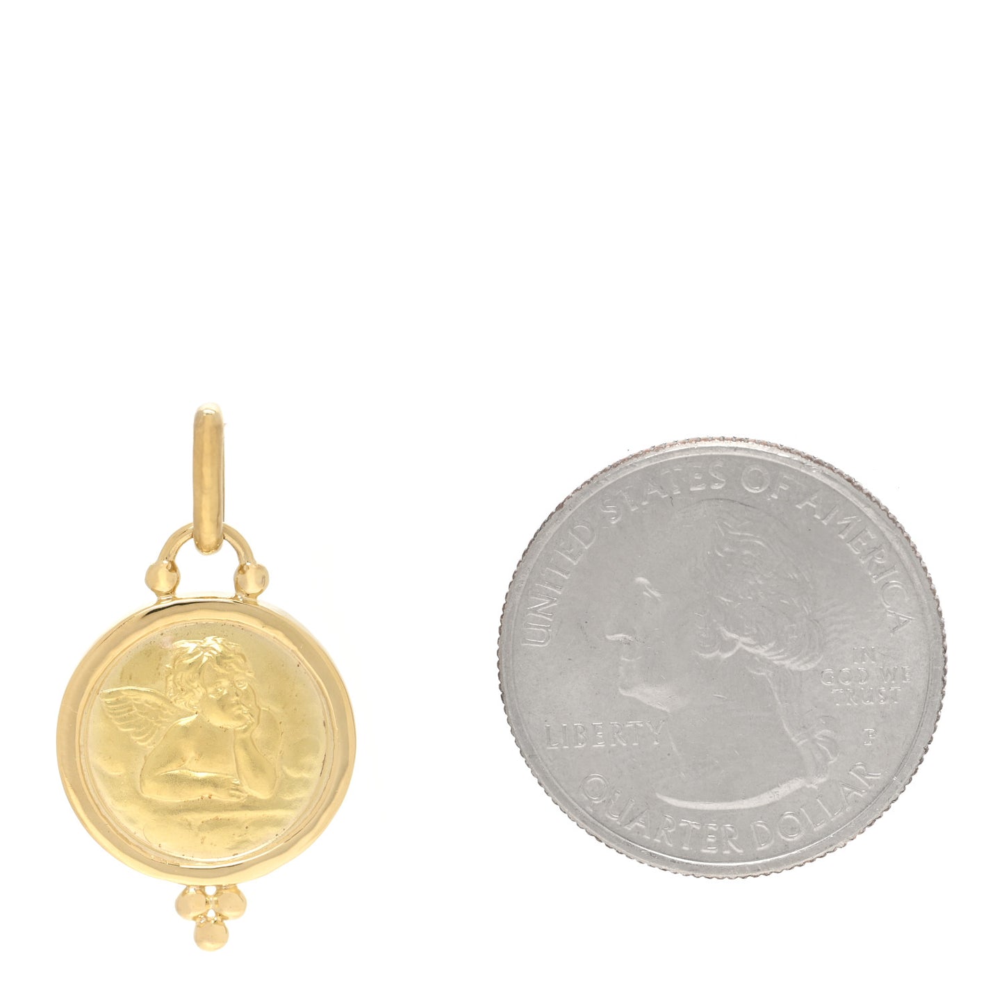 18K Yellow Gold 16mm Angel Pendant