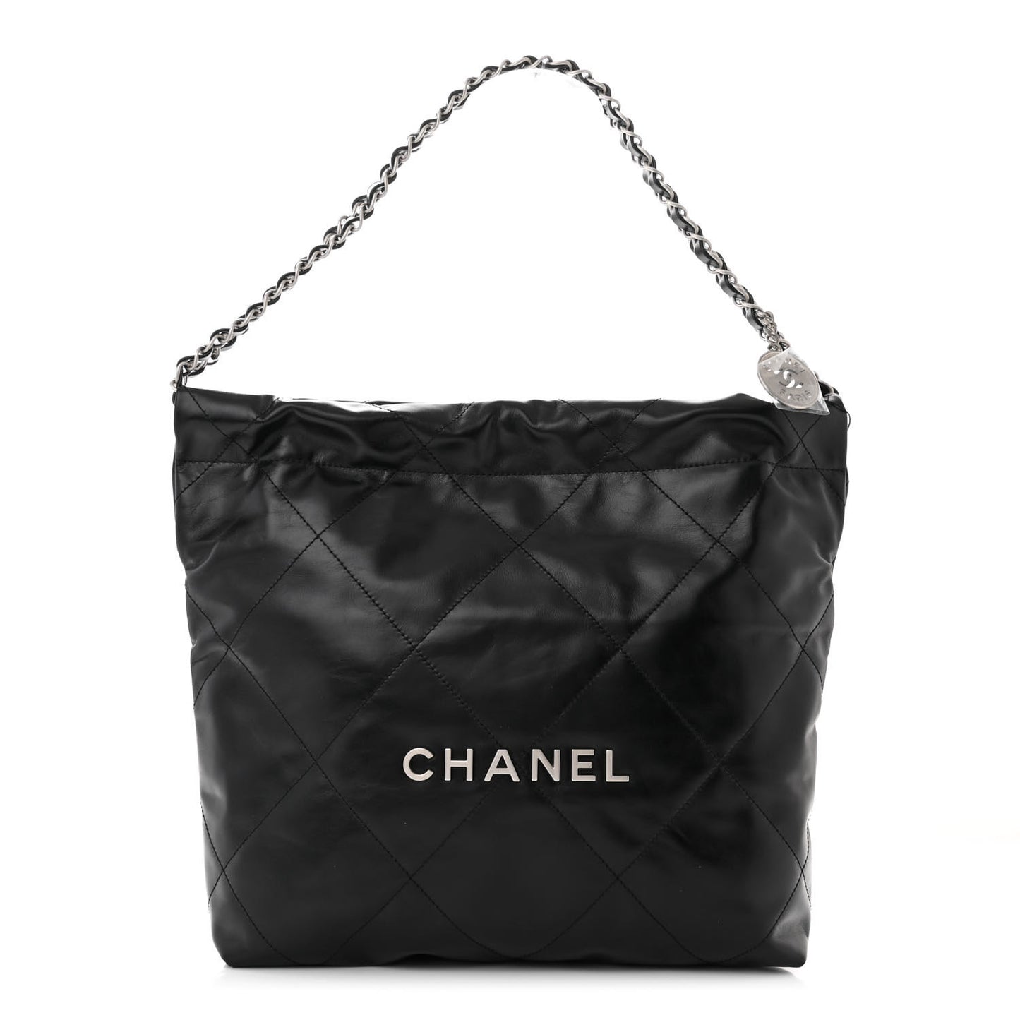 Shiny Calfskin Quilted Small Chanel 22 Black
