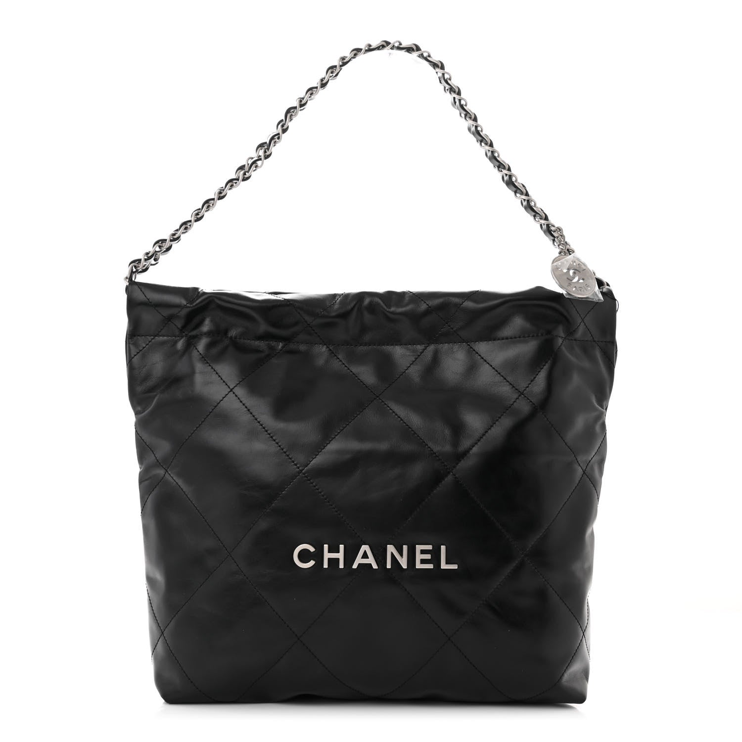 Chanel Shiny Calfskin Quilted Small Chanel 22 Black 1 of 11