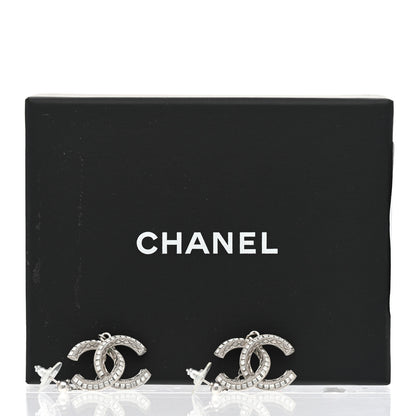 Chanel Baguette Crystal Quilted CC Drop Earrings Silver 6 of 6