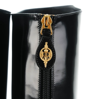 Chanel Glazed Calfskin Knee High Boots 38.5 Black 7 of 10