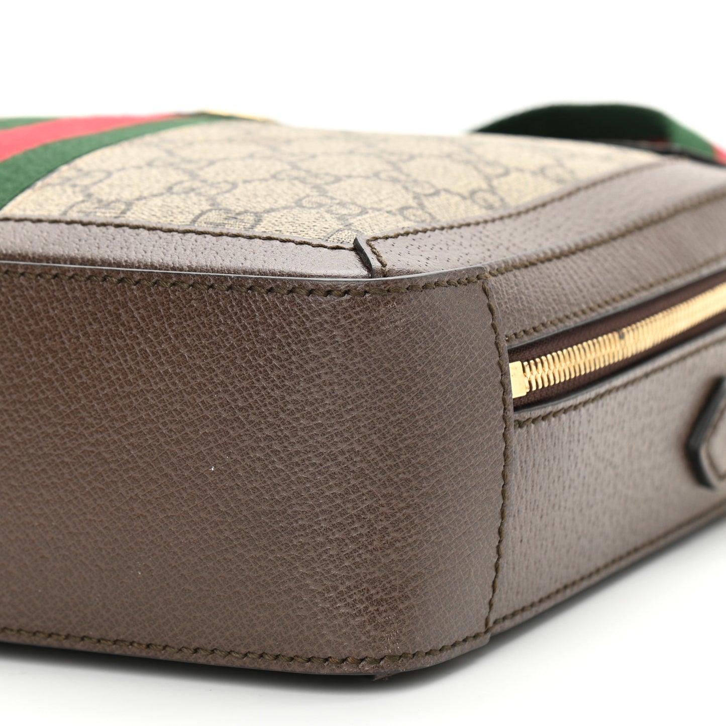 GG Supreme Monogram Web Small Ophidia Top Handle Shoulder Bag Brown