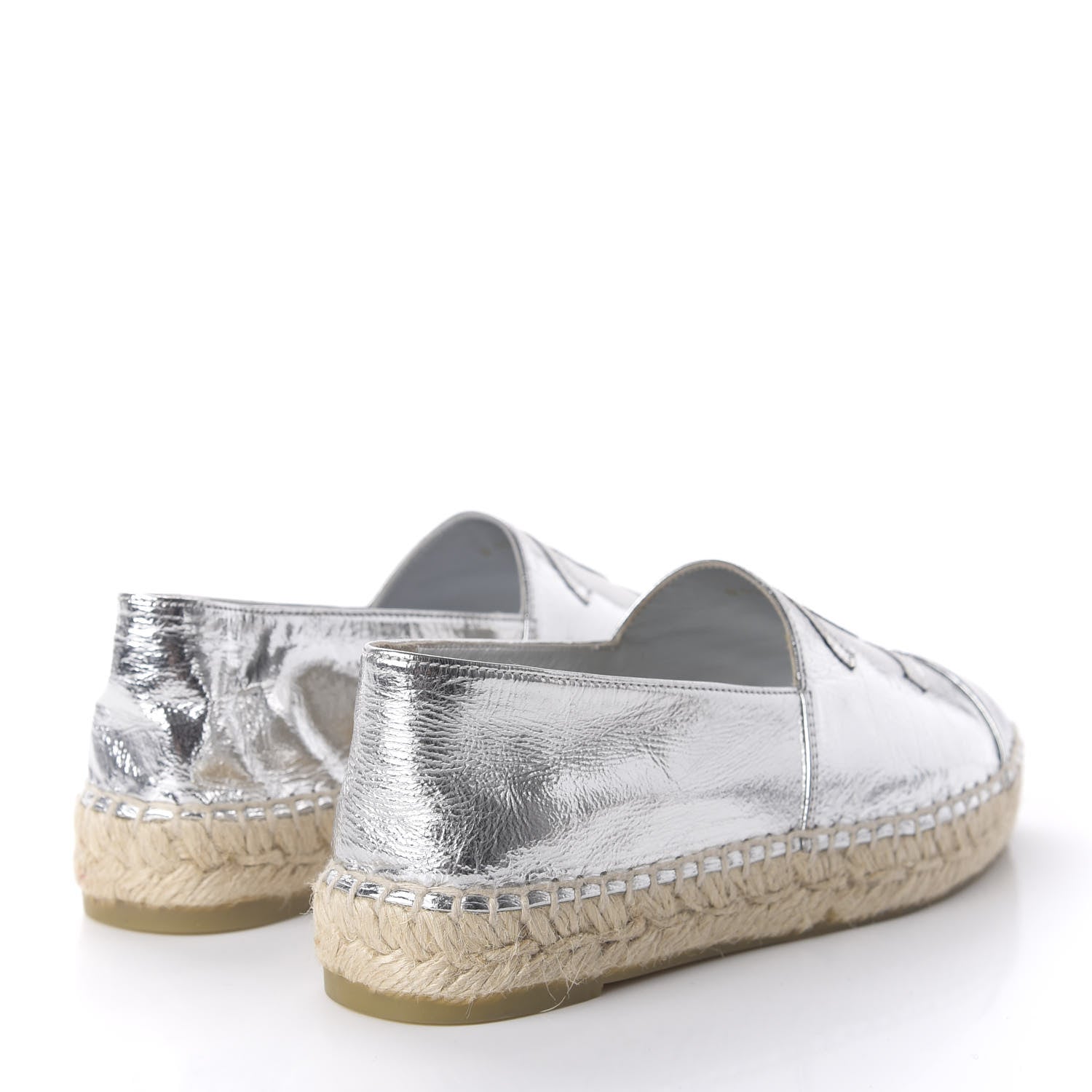 Chanel Laminated Goatskin CC Espadrilles 35 Silver 4 of 10