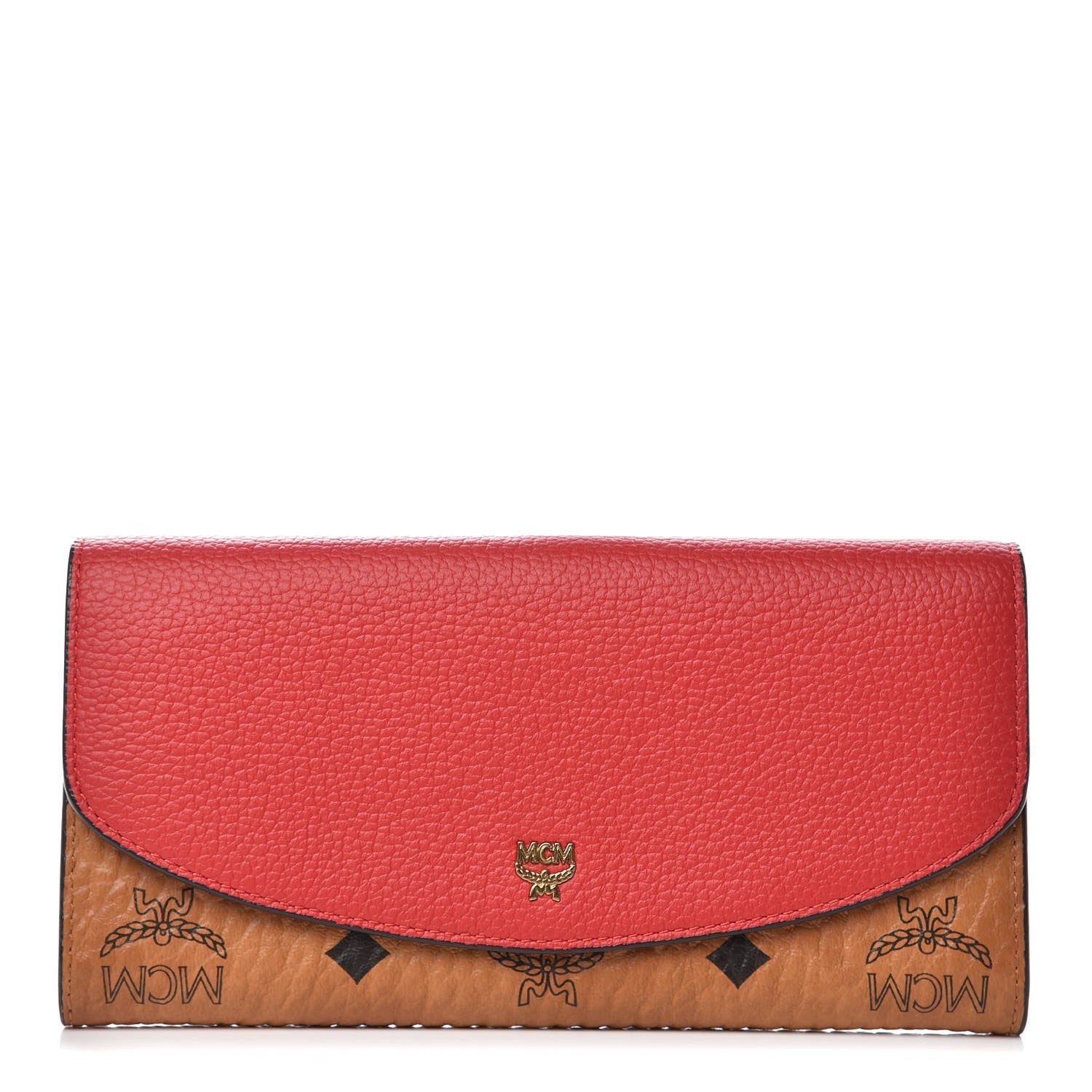 MCM Visetos Grained Calfskin Large Two Fold Wallet Ruby Red 1 of 6