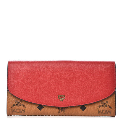 MCM Visetos Grained Calfskin Large Two Fold Wallet Ruby Red 1 of 6