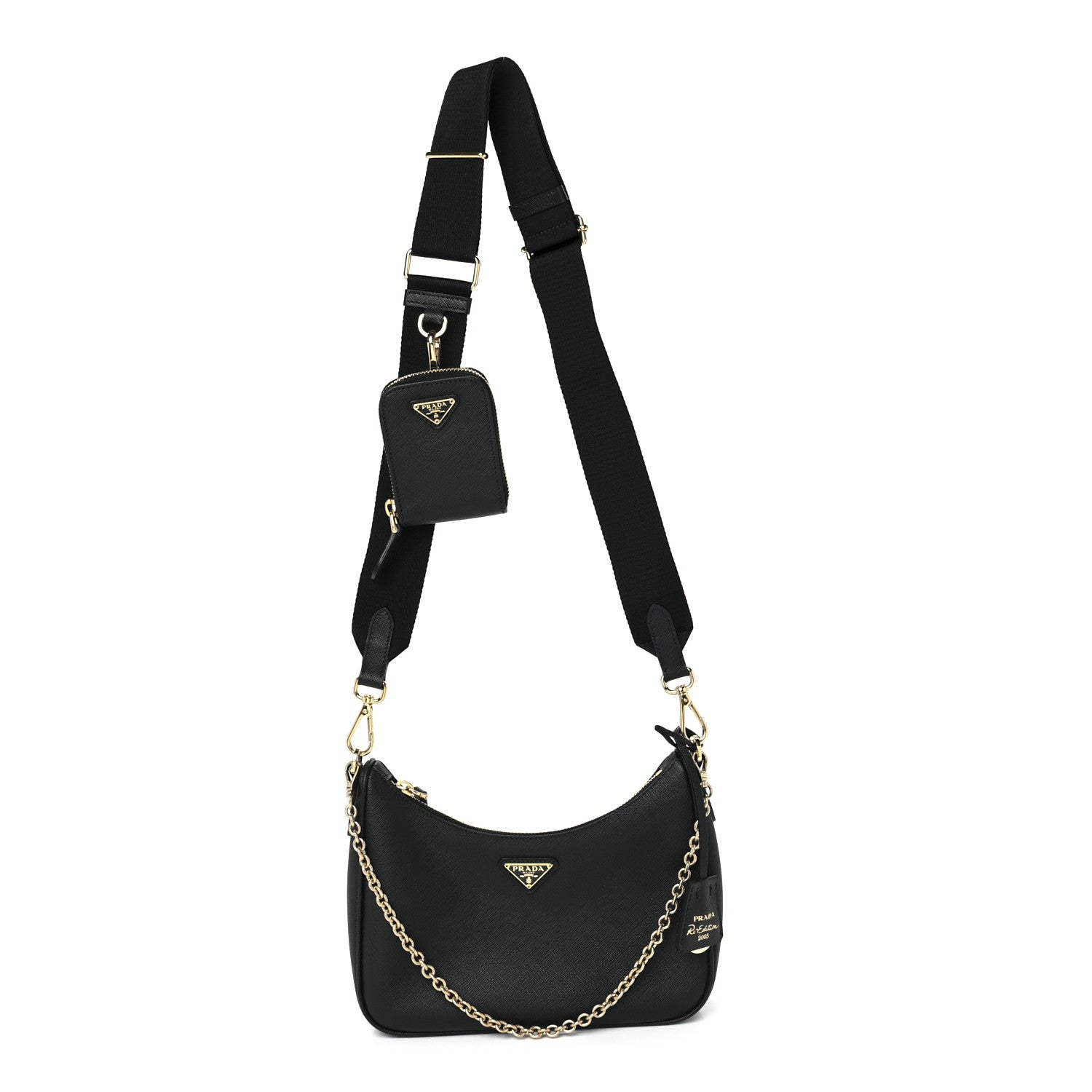 Prada Saffiano Lux Re-Edition 2005 Shoulder Bag Black 1 of 11