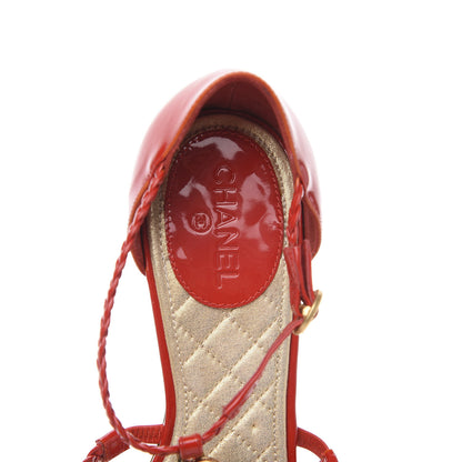 Chanel Patent Rope CC Sandal 36.5 Red 6 of 9