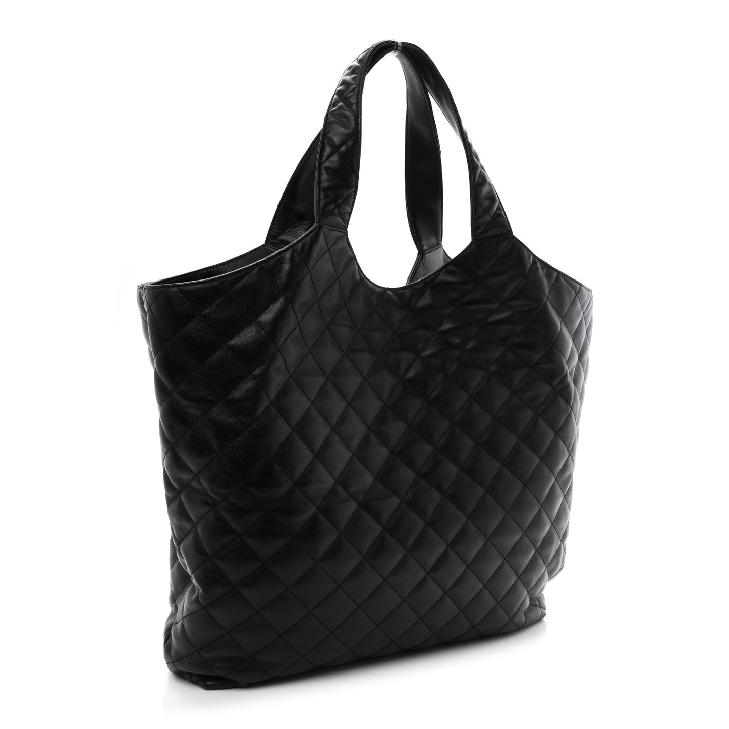 Lambskin Quilted Maxi Icare Shopping Tote Black
