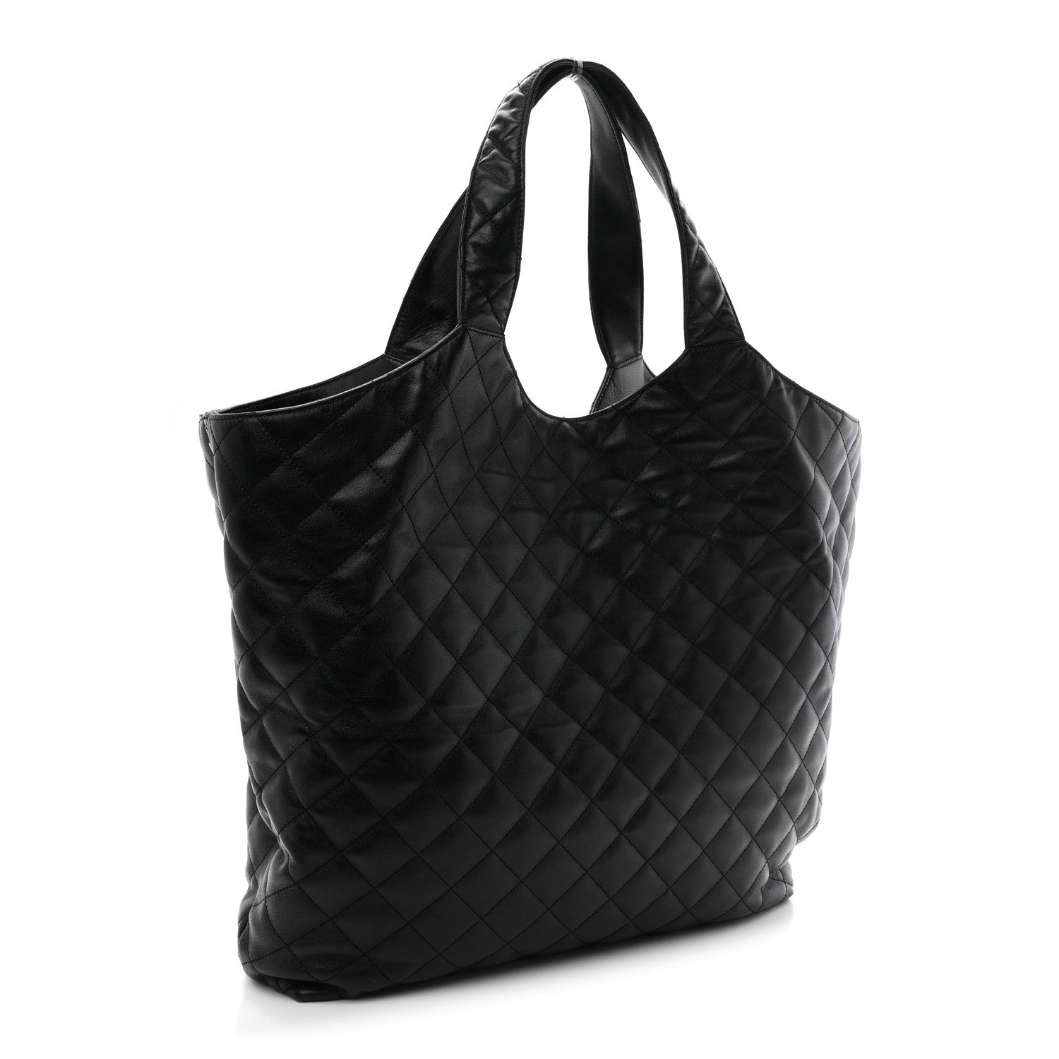 Saint Laurent Lambskin Quilted Maxi Icare Shopping Tote Black 4 of 11