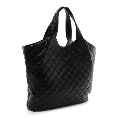 Saint Laurent Lambskin Quilted Maxi Icare Shopping Tote Black 4 of 11