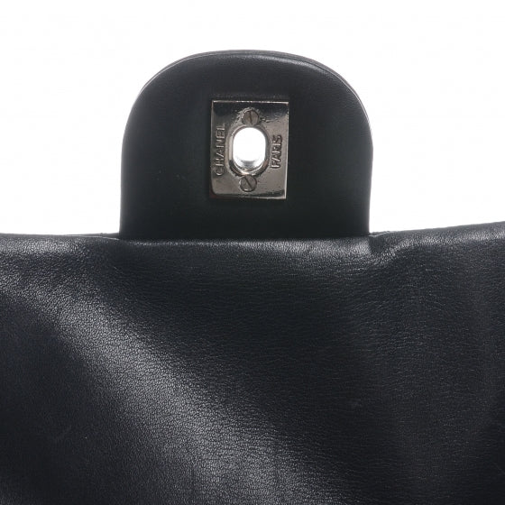 Calfskin Quilted Large Cambon Flap Black