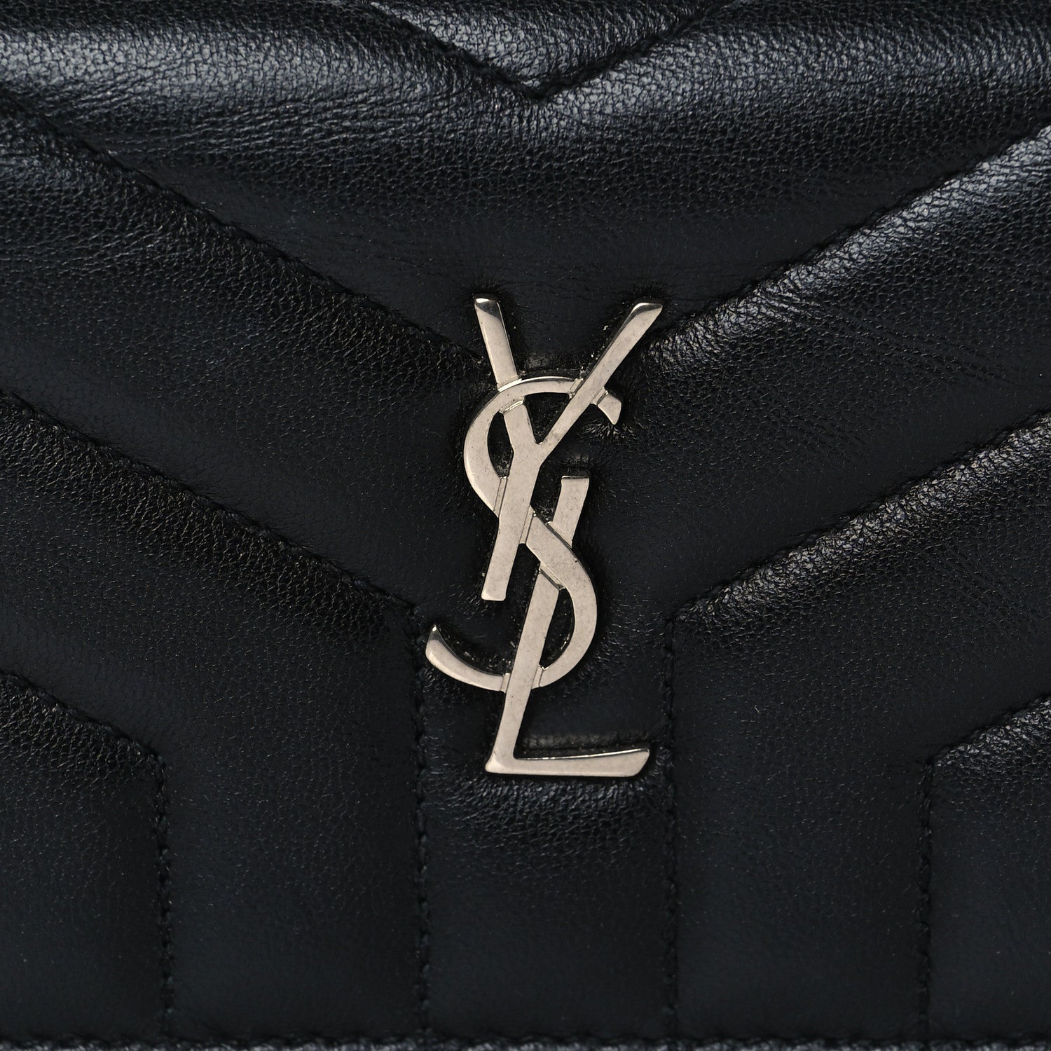 Saint Laurent Lambskin Y Quilted Monogram Loulou Flap Wallet Black 7 of 7