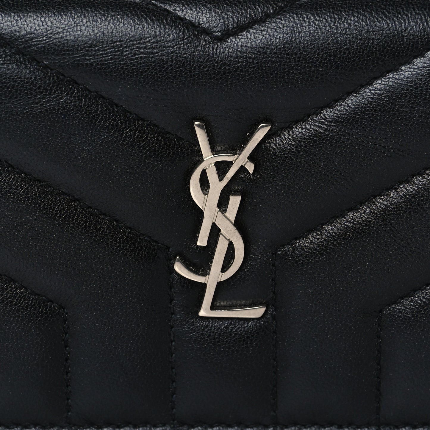 Lambskin Y Quilted Monogram Loulou Flap Wallet Black
