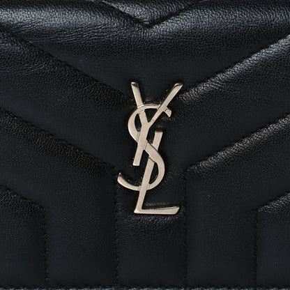 Saint Laurent Lambskin Y Quilted Monogram Loulou Flap Wallet Black 7 of 7