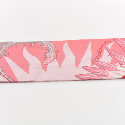 Hermes Silk Cheval Phoenix Twilly Grenadine Rose Gris 7 of 7