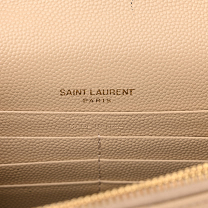 Saint Laurent Grain De Poudre Matelasse Chevron Monogram Envelope Chain Wallet Nude Powder 6 of 13