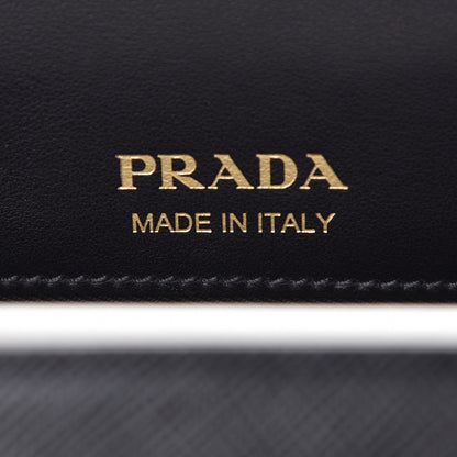Prada Saffiano City Calfskin Medium Bibliothèque Top Handle Black White 6 of 9