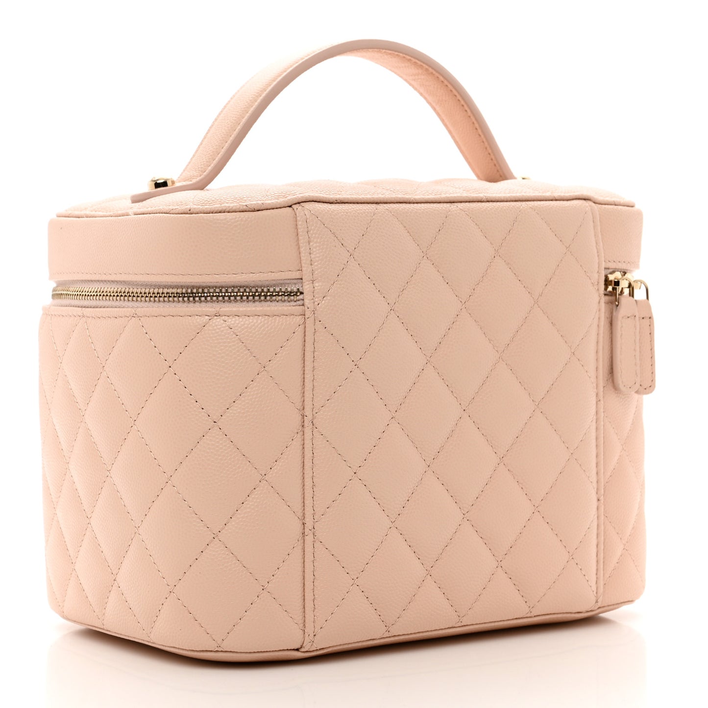 Caviar Quilted Large Vanity Pouch Light Beige