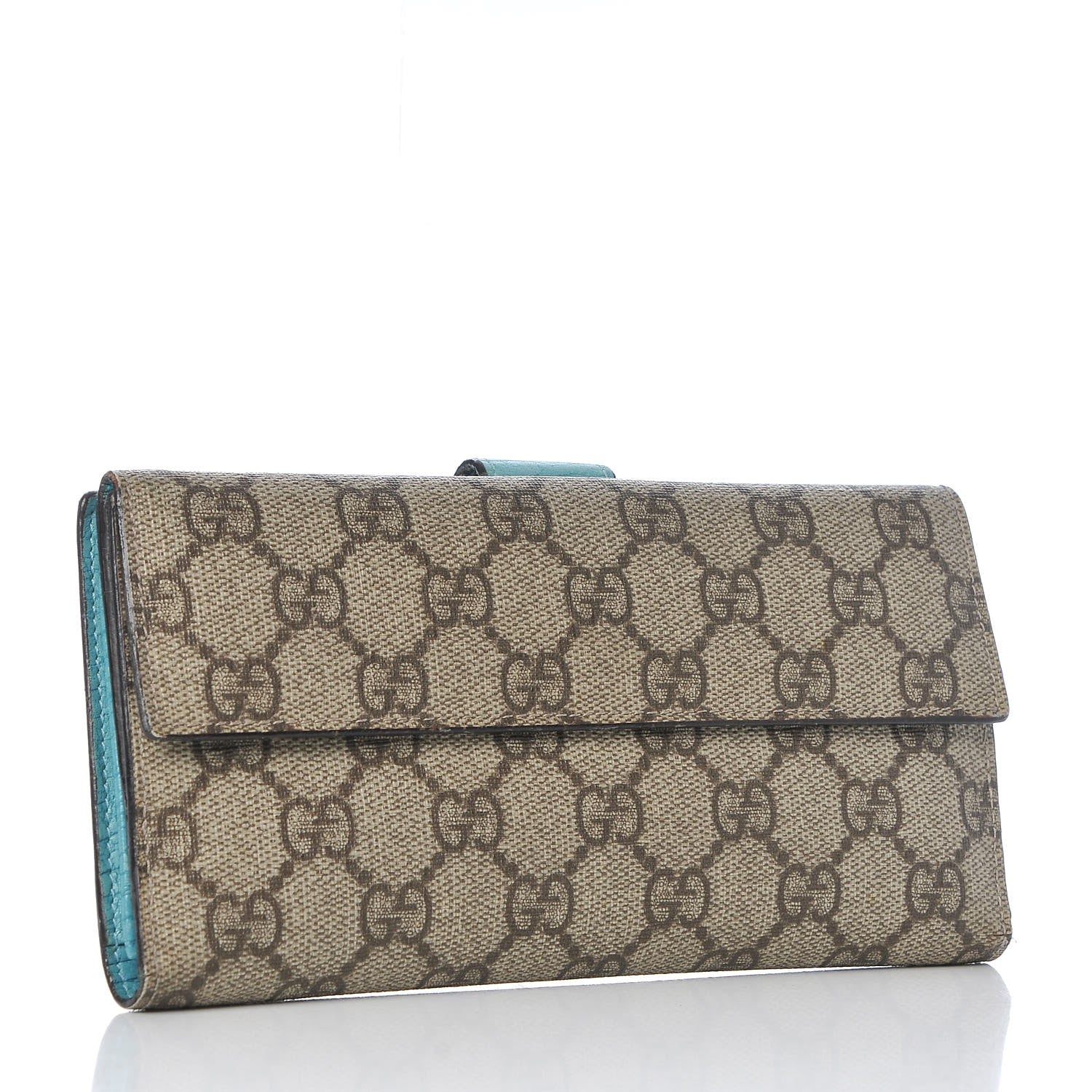 Gucci GG Plus Monogram Ladies GG Continental Wallet Beige Ebony Blue 3 of 10
