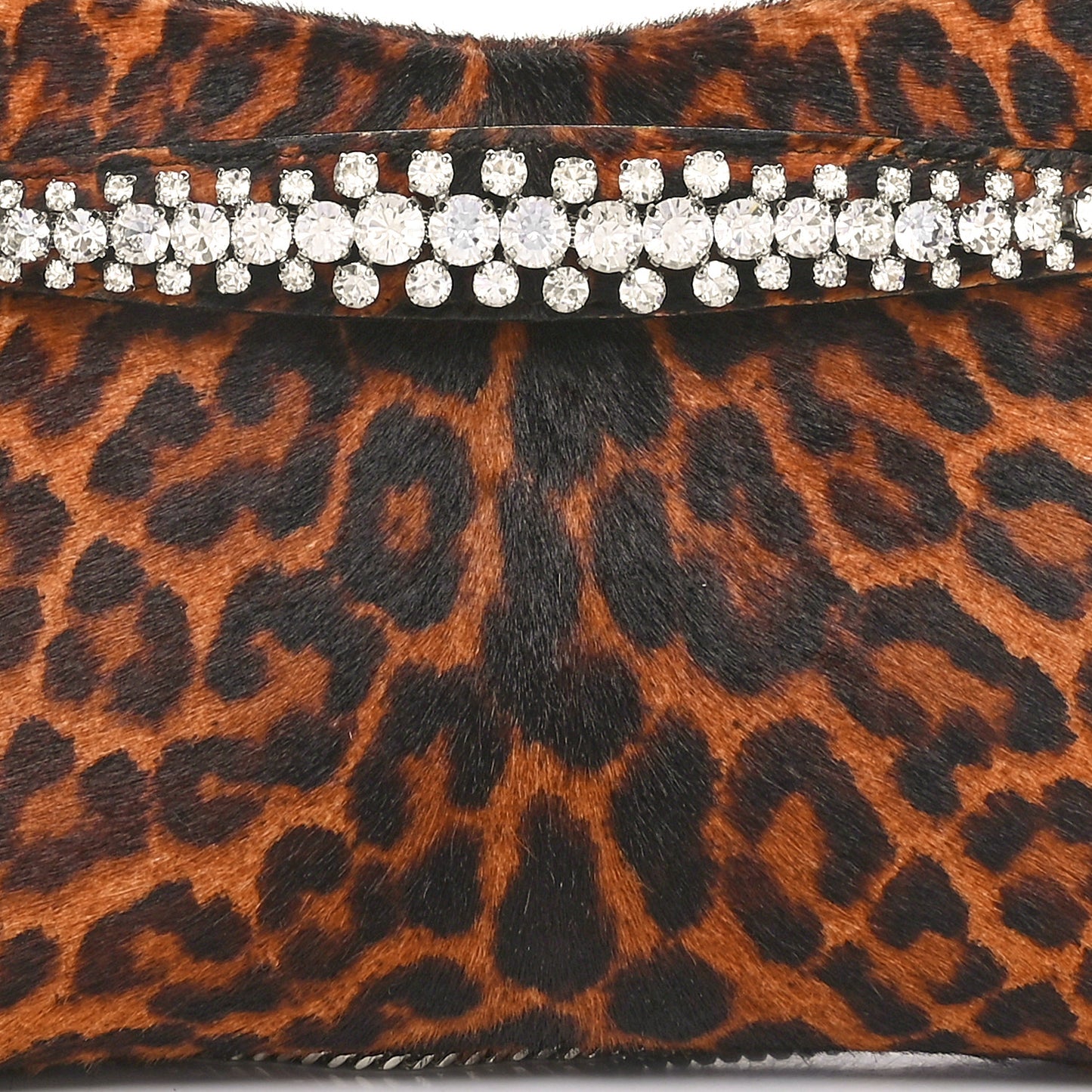 Pony Hair Crystal Venus Clutch Leopard