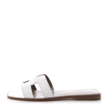 Hermes Box Calfskin Oran Sandals 38 White 1 of 7