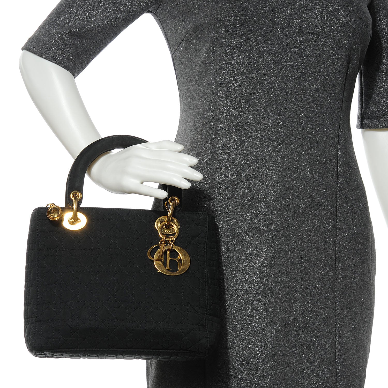 Christian Dior Nylon Cannage Medium Lady Dior Black 2 of 7