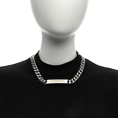 Chanel Oversized Chain Logo Short Necklace Silver 2 of 5