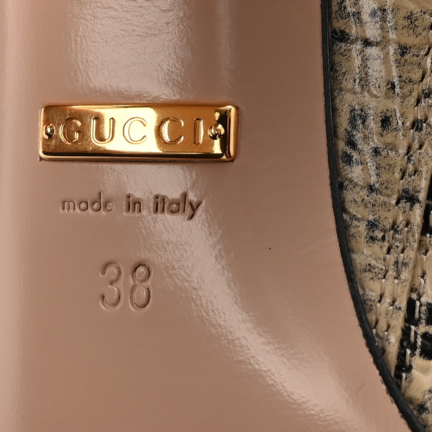Gucci Calfskin Python Print Knee High Boots 38 Beige Avana 7 of 10