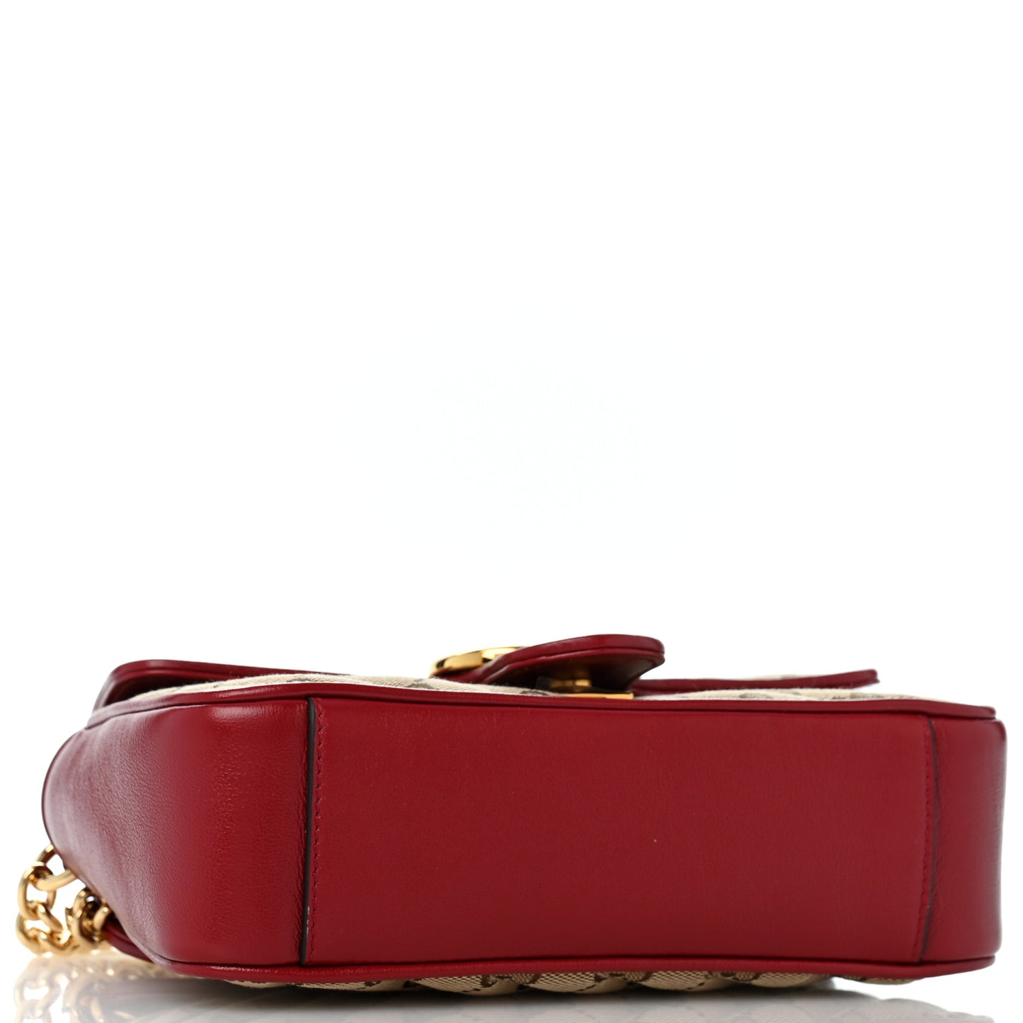 Monogram Azalea Calfskin Matelasse Diagonal Mini GG Marmont Shoulder Bag Beige Ebony New Cherry Red