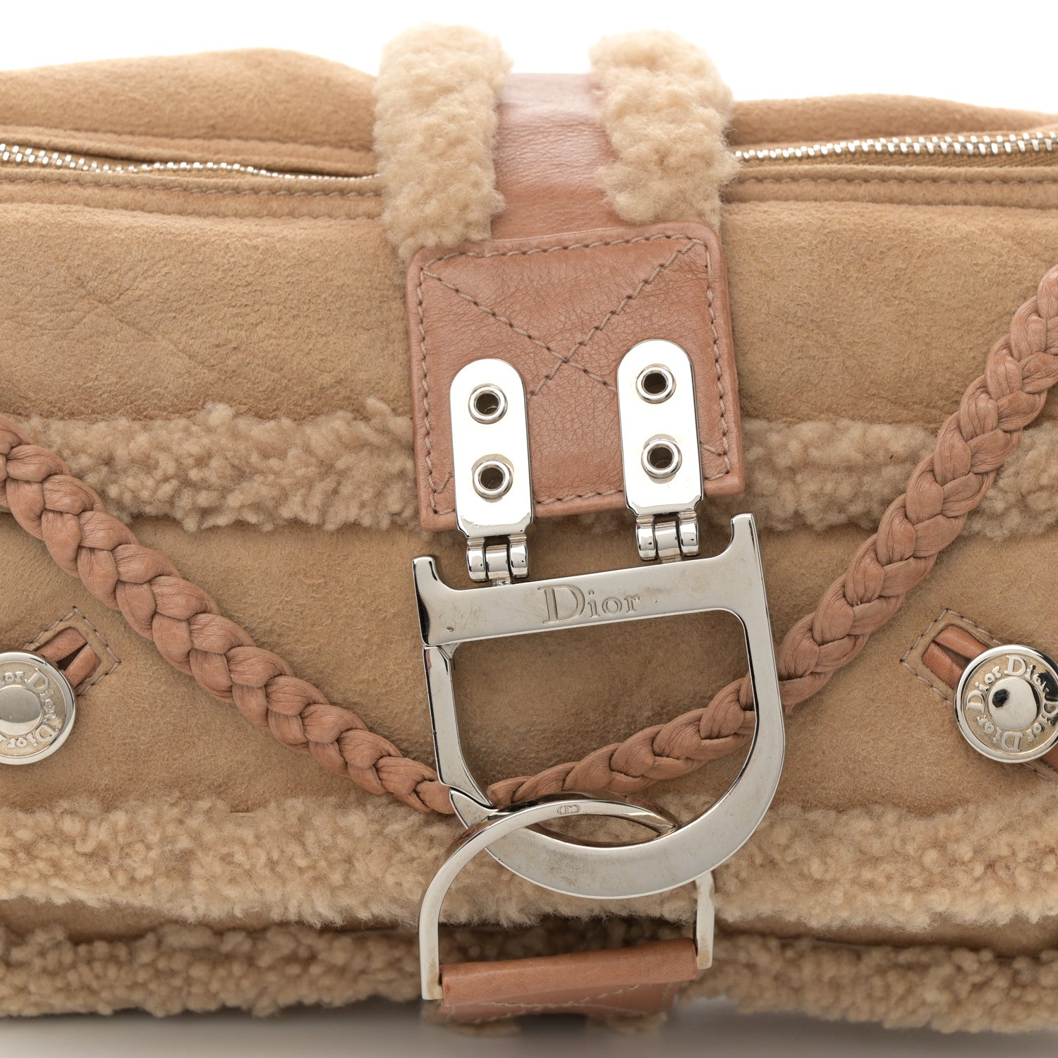 Christian Dior Shearling Flight East West Bag Beige 8 of 10