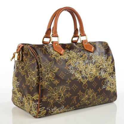 Louis Vuitton Monogram Dentelle Speedy 30 Gold 3 of 7