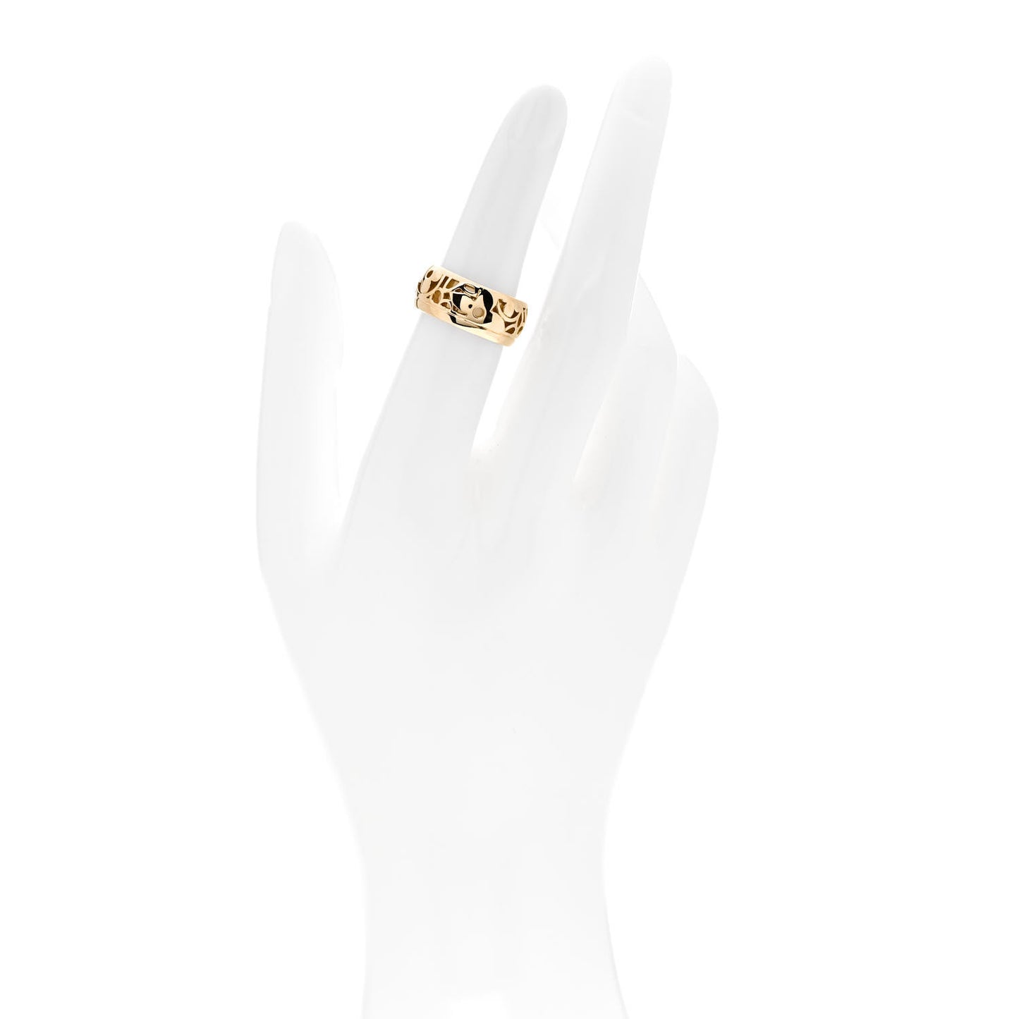 18K Yellow Gold Monogram Resille Wide Ring 50 5.25